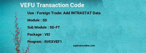 vefu|SAP Transaction Code VEFU (Foreign Trade: Add INTRASTAT。